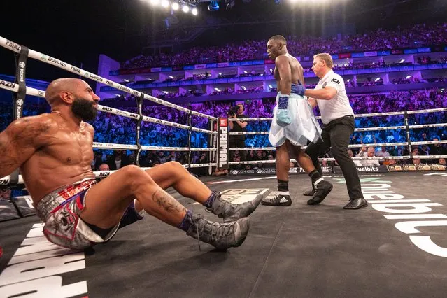 Youtube personalites Deji and Fousey during their light heavyweight boxing bout at Fight Night in London, United Kingdom on August 27, 2022. (Photo by John Barry/Rex Features/Shutterstock)