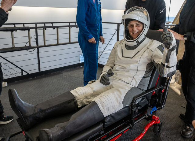 NASA astronaut Suni Williams is helped out of the SpaceX Dragon spacecraft onboard the SpaceX recovery ship MEGAN after she and fellow NASA astronauts Nick Hague and Butch Wilmore, and Roscosmos cosmonaut Aleksandr Gorbunov landed on the water on March 18, 2025 off the coast of Tallahassee, Florida. Williams and Wilmore were returning from a stay onboard the International Space Station that began in June 2024. (Photo by Keegan Barber/NASA via Getty Images)