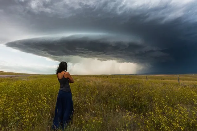 Beauty with the beast – Daow looking at the storm. (Photo by Nicolaus Wegner/Caters News)