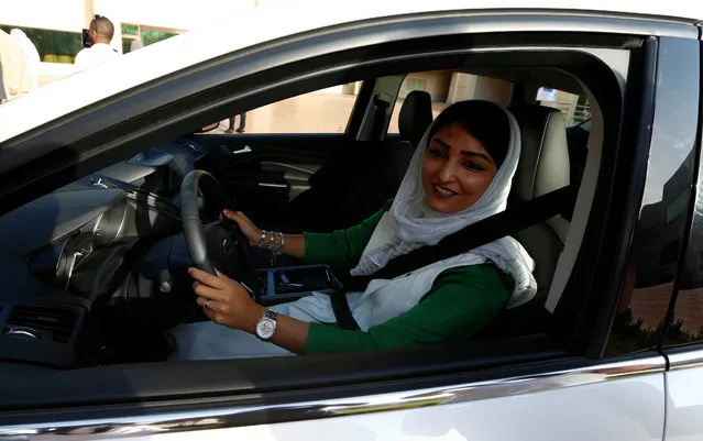 A Saudi woman sits in a car during a driving training at a university in Jeddah, Saudi Arabia March 7, 2018. (Photo by Faisal Al Nasser/Reuters)