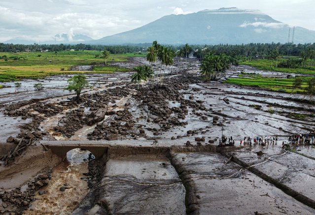 A drone view shows an area affected by heavy rain brought flash floods and landslides in Tanah Datar, West Sumatra province, Indonesia, on May 12, 2024, in this photo taken by Antara Foto. (Photo by Adi Prima/Antara Foto via Reuters)