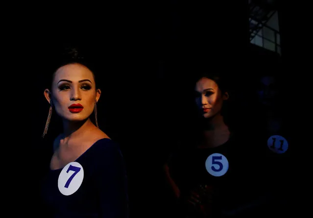 Contestants wait to enter the stage during the Miss Pink Beauty Pageant in Kathmandu, Nepal May 17, 2018. (Photo by Navesh Chitrakar/Reuters)