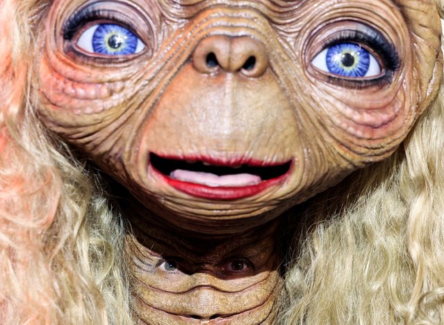 German-American model Heidi Klum dressed as E.T. arrives to her 23rd annual Halloween party in New York City on October 31, 2024. (Photo by Caitlin Ochs/Reuters)