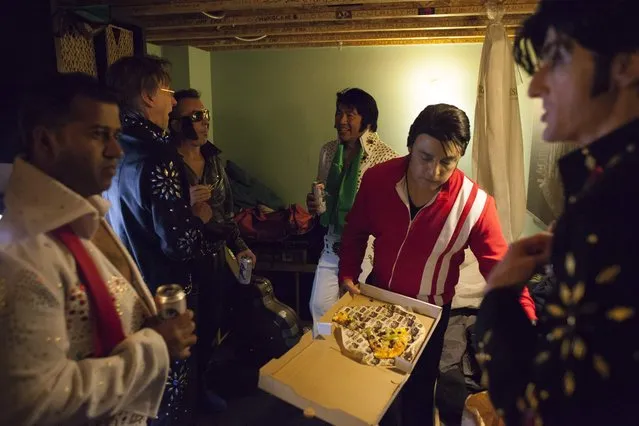 Participants prepare backstage during the 20th annual Seattle Invitationals, an amateur Elvis impersonator competition, in Seattle, Washington January 23, 2015. (Photo by David Ryder/Reuters)