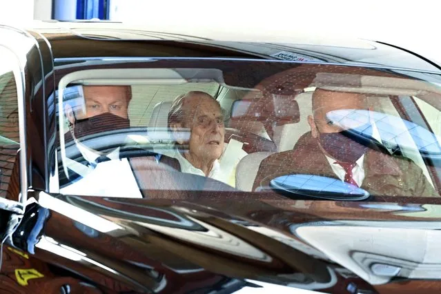Britain's Prince Philip, Duke of Edinburgh leaves King Edward VII's Hospital in central London on March 16, 2021. The 99-year-old husband of Queen Elizabeth II was in hospital with a heart condition. (Photo by Daniel Leal-Olivas/AFP Photo)