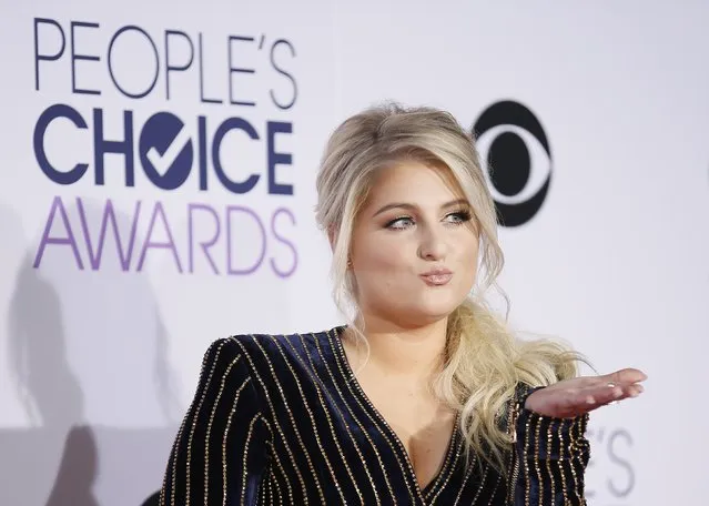 Singer Meghan Trainor arrives at the People's Choice Awards 2016 in Los Angeles, California January 6, 2016. (Photo by Danny Moloshok/Reuters)