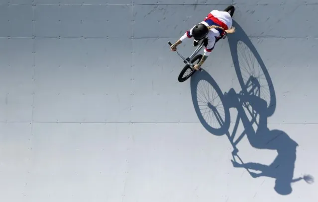 Elizaveta Posadskikh of Team ROC competes during the Women's Park Final, run 1 of the BMX Freestyle on day nine of the Tokyo 2020 Olympic Games at Ariake Urban Sports Park on August 01, 2021 in Tokyo, Japan. (Photo by Matthew Childs/Reuters)