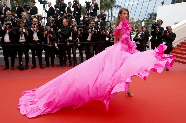German model Lorena Rae poses as she arrives for the screening of the film “Oh Mercy ! (Roubaix, une Lumiere)” at the 72nd edition of the Cannes Film Festival in Cannes, southern France, on May 22, 2019. (Photo by Eric Gaillard/Reuters)