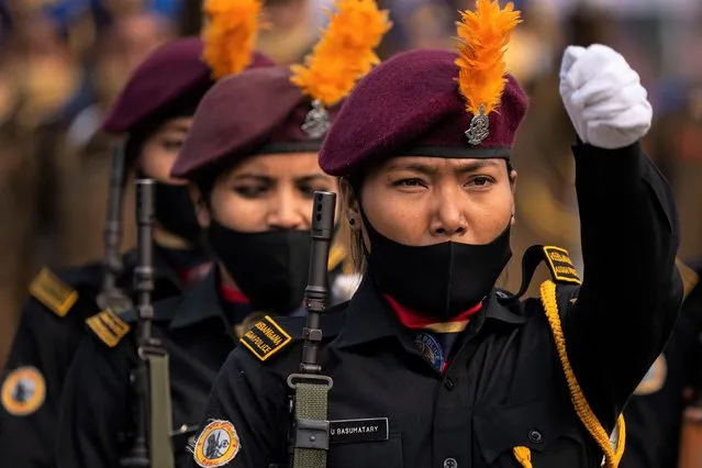 Assam Police women commandos take part in the Republic Day parade in Gauhati, India, Wednesday, January 26, 2022. (Photo by Anupam Nath/AP Photo)