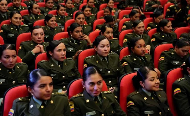 Women cadets at a police academy listen to remarks from Ivanka Trump during the unveiling of the U.S. partnership with Colombia, on Women, Peace, and Security (WPS) in Bogota, Colombia on September 3, 2019. (Photo by Kevin Lamarque/Reuters)