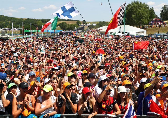 Fans show their support at the fan stage prior to practice ahead of the F1 Grand Prix of Hungary at Hungaroring on July 19, 2024 in Budapest, Hungary. (Photo by Peter Fox – Formula 1/Formula 1 via Getty Images)