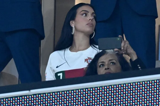 Portugal's forward Cristiano Ronaldo's partner Georgina Rodriguez attends the Qatar 2022 World Cup quarter-final football match between Morocco and Portugal at the Al-Thumama Stadium in Doha on December 10, 2022. (Photo by Patrícia de Melo Moreira/AFP Photo)