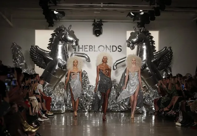 Models present creations by The Blonds at New York Fashion Week, in New York, New York, USA, 11 September 2016. The Spring-Summer 2017 collections are presented from 07 to 15 September. (Photo by Jason Szenes/EPA)
