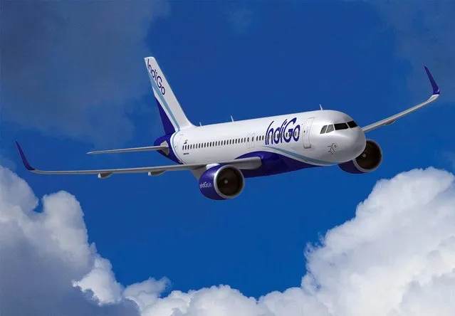 A undated computer generated handout image, provided 22 June 2011 by Airbus, showing an Airbus A320neo passenger plane in IndiGo colors. (Photo by EPA/Airbus)