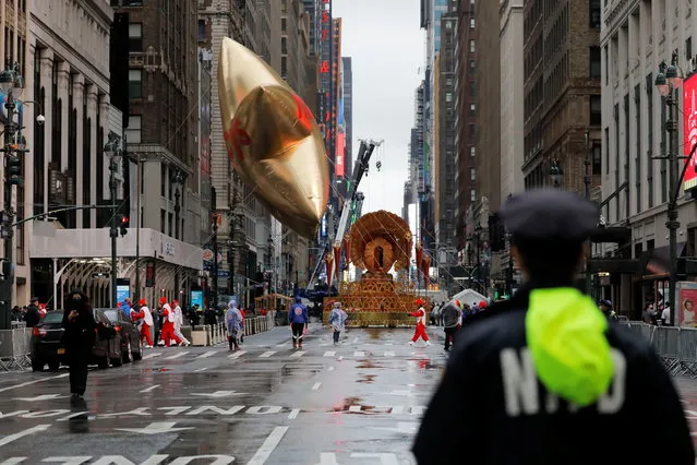 A balloon is seen during the 94th Macy's Thanksgiving Day Parade closed to the spectators due to the spread of the coronavirus disease (COVID-19), in Manhattan, New York City, U.S., November 26, 2020. (Photo by Andrew Kelly/Reuters)