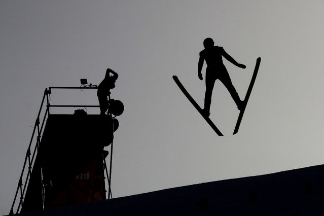Andreas Ilves of Estonia competes during a men's individual gundersen NH/10km competition round at the FIS Nordic World Ski Championships in Oberstdorf, Germany, Friday, February 26, 2021. (Photo by Matthias Schrader/AP Photo)