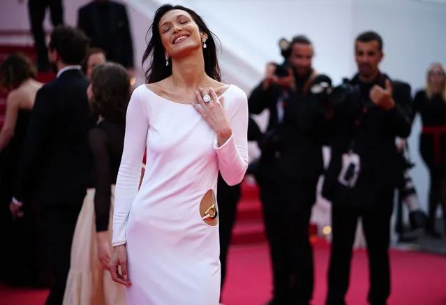 American model Bella Hadid arrives for the screening of “Broker (Les Bonnes Etoiles)” during the 75th annual Cannes Film Festival, in Cannes, France, 26 May 2022. The movie is presented in the Official Competition of the festival which runs from 17 to 28 May. (Photo by Clemens Bilan/EPA/EFE)