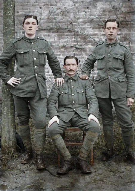 Three “Tommies” – in the village of Warloy-Baillon, 10 miles east of the Somme front line. Late 1915 to mid 1916.