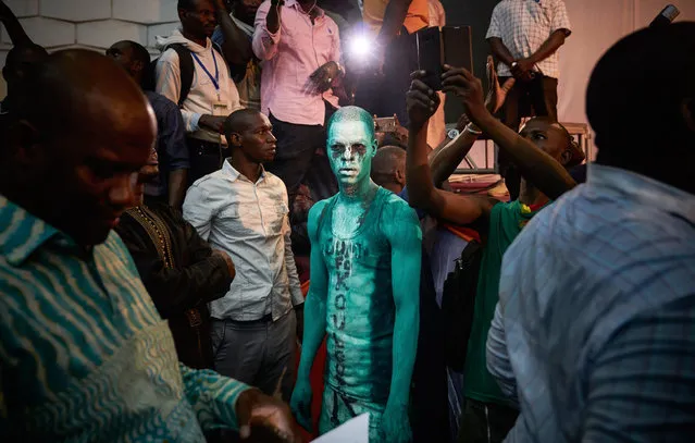 A supporter of Soumaila Cisse’s party attends a political rally led by 17 opposition candidates, who form a common political platform in Bamako, Mali to condemn the alleged fraud that took place during the July 29, 2018 election. (Photo by Michele Cattani/Getty Images)
