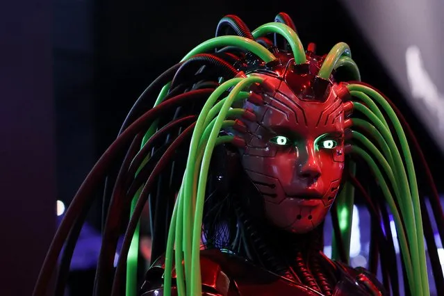 A person wearing a costume depicting a character from a game called “System Shock“ attends a preview day ahead of the digital games fair Gamescom, in Cologne, Germany on August 24, 2022. (Photo by Thilo Schmuelgen/Reuters)
