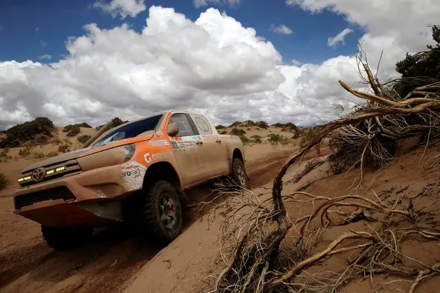Dakar Rally, 2017 Paraguay-Bolivia-Argentina Dakar rally, 39th Dakar Edition, Fifth stage from Tupiza to Oruro, Bolivia on January 6, 2017. Juan Carlos Vallejo of Chile drives his Toyota with his copilot Leonardo Baronio. (Photo by Ricardo Moraes/Reuters)