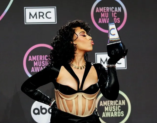 Kali Uchis, winner of the Favourite Latin Song award poses in the press room during the 2021 American Music Awards at the Microsoft Theater in Los Angeles, California, U.S., November 21, 2021. (Photo by Aude Guerrucci/Reuters)