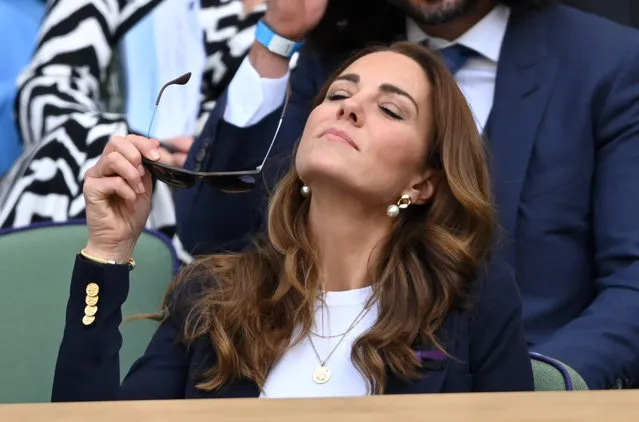 Catherine, Duchess of Cambridge attends the Wimbledon Tennis Championships at the All England Lawn Tennis and Croquet Club on July 02, 2021 in London, England. (Photo by Karwai Tang/WireImage)