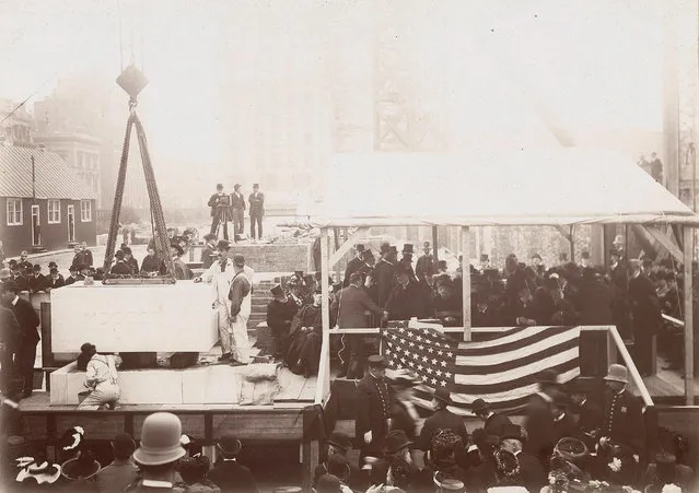 The cornerstone ceremony for the central building of the New York Public Library, 1902. (Photo by New York Public Library)