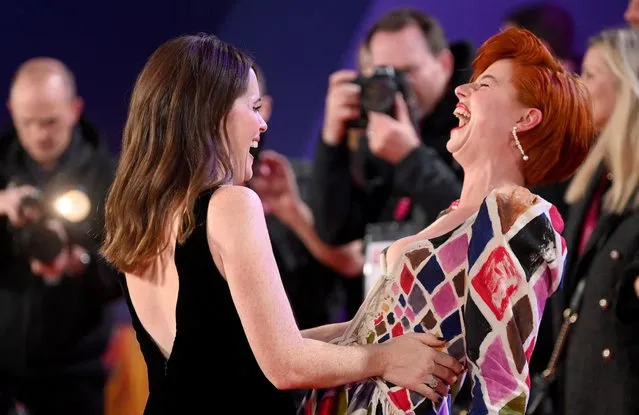 Cast members, British actress Claire Foy and Irish actress Jessie Buckley attend the premiere of the movie “Women Talking” during the BFI London Film Festival in London, Britain on October 16, 2022. (Photo by Toby Melville/Reuters)