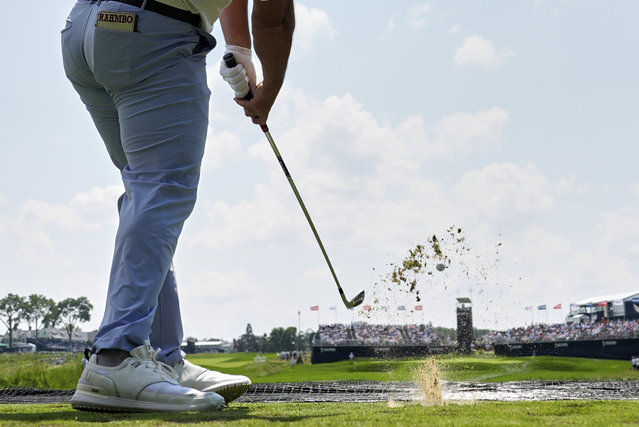 Jon Rahm, of Spain, tees off on the 13th hole during a practice round ahead of the U.S. Open golf tournament at Oakmont Country Club Tuesday, June 10, 2025, in Oakmont, Pa. (Photo by Carolyn Kaster/AP Photo)