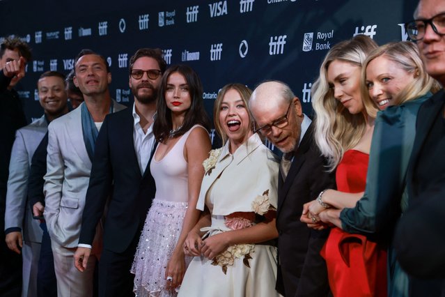Jude Law, Ron Howard, Ana de Armas, Sydney Sweeney, Vanessa Kirby and Daniel Bruhl pose on the red carpet before screening of “Eden” as the Toronto International Film Festival (TIFF) returns for its 49th edition in Toronto, Ontario, Canada on September 7, 2024. (Photo by Carlos Osorio/Reuters)