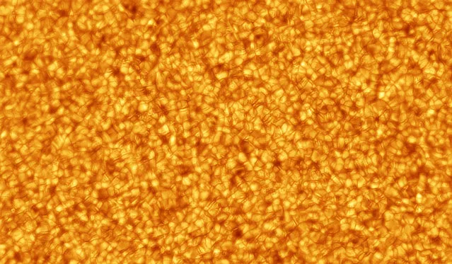 Our sun winner: Liquid Sunshine by Alexandra Hart (UK). Solar minimum may be seen as a quiet sun and deemed dull in white light, but if you look closely at the small-scale structure, the surface is alive with motion. This surface is about 100km thick and the ever-boiling motion of these convection cells circulate, lasting for about 15-20 minutes. They are about 1,000km in size and create a beautiful “crazy paving” structure. (Photo by Alexandra Hart/2020 Astronomy Photographer of the Year)