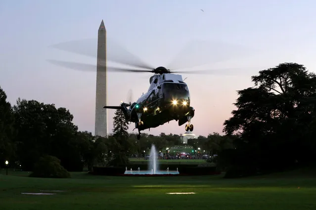 The Marine One helicopter with U.S. President Barack Obama arrives at the White House in Washington, U.S., October 9, 2016. (Photo by Yuri Gripas/Reuters)