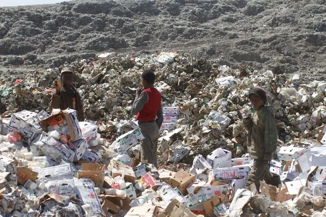 Children collect recyclable items at a rubbish dump site on the outskirts of Sanaa, Yemen November 16, 2016. (Photo by Mohamed al-Sayaghi/Reuters)