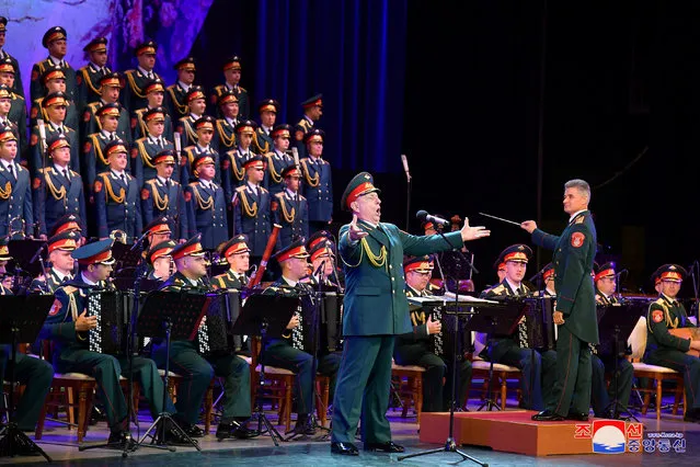 A congratulatory performance by the Alexandrov Russian Military Academy Concert is held during a celebration event marking the 75th anniversary of the founding of the country, at the East Pyongyang Grand Theater, in Pyongyang, North Korea, in this picture released on September 10, 2023. (Photo by KCNA via Reuters)