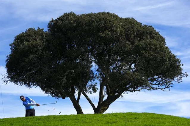 Matthieu Pavon watches his tee shot on the third hole of the Sorth Course at Torrey Pines during the final round of the Farmers Insurance Open golf tournament, Saturday, January 27, 2024, in San Diego. (Photo by Gregory Bull/AP Photo)