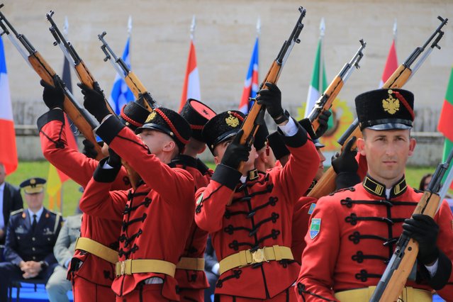 Soldiers are seen during the multinational "Defender Europe 2023" exercise, led by the US European Command, designed to create readiness and interoperability between the US, NATO allies and partner countries in Tirana, Albania on May 22, 2023. 17 thousand soldiers from more than 20 countries participated in the exercise, which will end on June 23. (Photo by Olsi Shehu/Anadolu Agency via Getty Images)