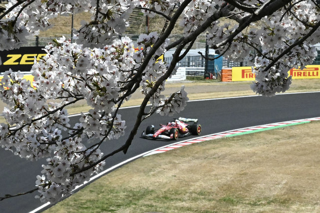 Ferrari's Monegasque driver Charles Leclerc drives during the first practice session of the Formula One Japanese Grand Prix at the Suzuka circuit in Suzuka, Mie prefecture on April 4, 2025. (Photo by Mohd Rasfan/AFP Photo)