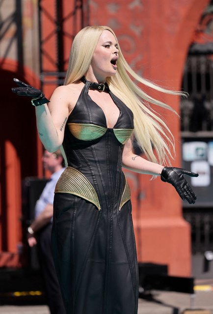 Erika Vikman, representing Finland, poses during the Eurovision Song Contest's ”Turquoise Carpet” ceremony in Basel, Switzerland, on May 11, 2025. (Photo by Denis Balibouse/Reuters)