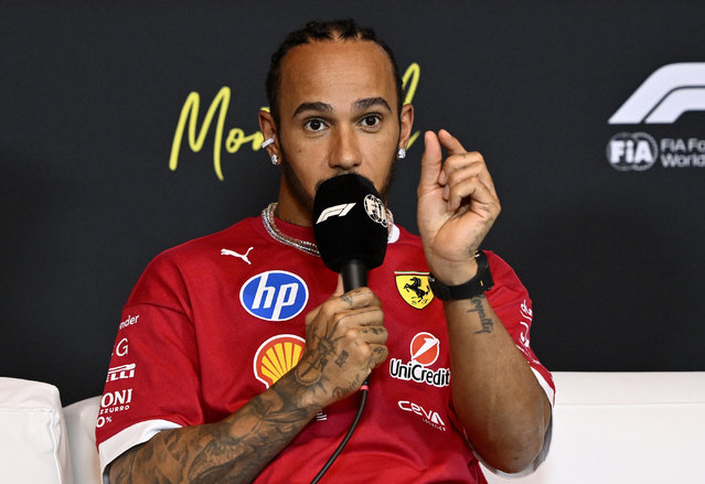 Ferrari's Lewis Hamilton talks to press ahead of the Canadian Grand Prix during the press conference on preview day for the Formula 1 Canadian Grand Prix at Circuit Gilles-Villeneuve in Montreal, Quebec, Canada, on June 12, 2025. (Photo by Jennifer Gauthier/Reuters)