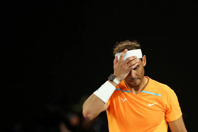 Spain's Rafael Nadal looks dejected after losing his second round match against Mackenzie Mcdonald of the U.S. during the Australia Open tennis championship in Melbourne Park, Melbourne on January 18, 2023. (Photo by Carl Recine/Reuters)
