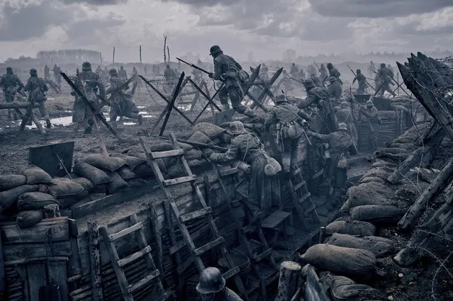 This image released by Netflix shows a scene from “All Quiet on the Western Front”. (Photo by Netflix via AP Photo)