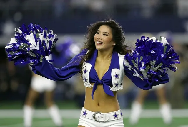 Dallas Cowboys cheerleader Yuko Kawata of Japan performs during a game against the Detroit Lions at AT&T Stadium on December 26, 2016 in Arlington, Texas. (Photo by Ronald Martinez/Getty Images)