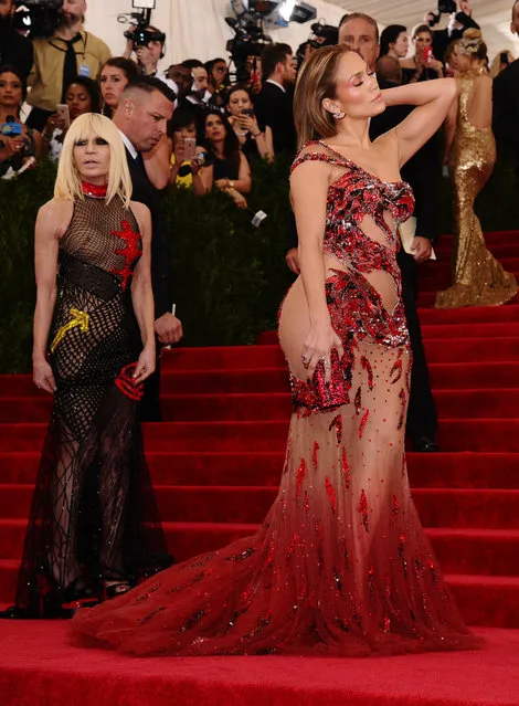 Jennifer Lopez, right, and Donatella Versace arrive at The Metropolitan Museum of Art's Costume Institute benefit gala celebrating “China: Through the Looking Glass” on Monday, May 4, 2015, in New York. (Photo by Charles Sykes/Invision/AP Photo)