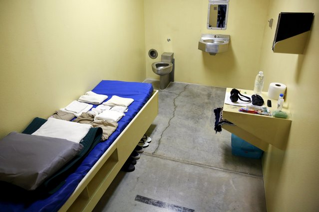 A sample cell is displayed within Joint Task Force Guantanamo's Camp VI at the U.S. Naval Base in Guantanamo Bay, Cuba March 22, 2016. (Photo by Lucas Jackson/Reuters)