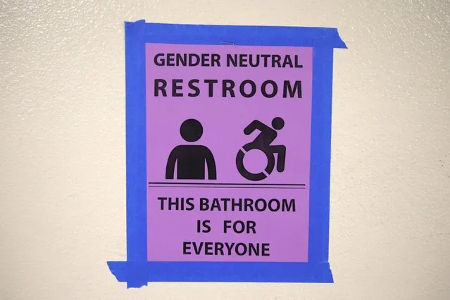 The first gender-neutral restroom in the Los Angeles school district is seen at Santee Education Complex high school in Los Angeles, California, U.S., April 18, 2016. (Photo by Lucy Nicholson/Reuters)