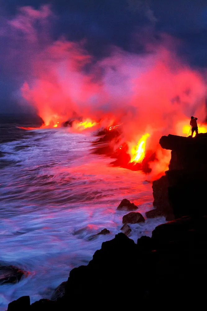 Lava Crashing Into the Seas off Hawaii