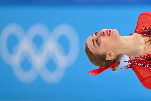 Bulgaria's Alexandra Feigin competes in the women's single skating free skating of the figure skating event during the Beijing 2022 Winter Olympic Games at the Capital Indoor Stadium in Beijing on February 17, 2022. (Photo by Manan Vatsyayana/AFP Photo)