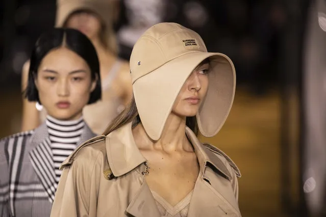 A model wears a creation by Burberry at the Spring/Summer 2020 fashion week runway show in London, Monday, September 16, 2019. (Photo by Vianney Le Caer/Invision/AP Photo)