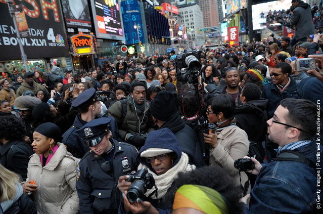 A general view of atmosphere during the NYC “Soul Train” Line Flash Mob: Hippest Trip in America in honor of Don Cornelius in Times Square